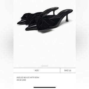 Zara Heeled Mules with Bow (NWT - Never Worn)